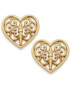 Giani Bernini Filigree Heart Stud Earrings In 24k Gold Over Sterling Silver
