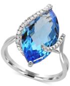 Ocean Bleu By Effy Blue Topaz (7-1/10 Ct. T.w.) And Diamond (1/8 Ct. T.w.) Ring In 14k White Gold