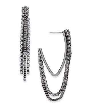Inc International Concepts Hematite-tone Pave Chain Hoop Earrings, Created For Macy's