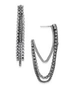 Inc International Concepts Hematite-tone Pave Chain Hoop Earrings, Created For Macy's