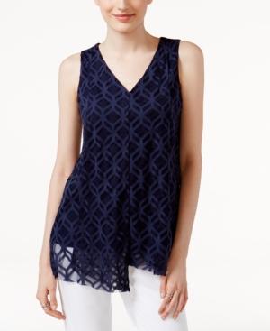 Alfani Petite Asymmetrical Burnout Top, Created For Macy's