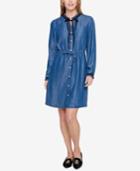 Tommy Hilfiger Ruffled Chambray Shirtdress, Created For Macy's