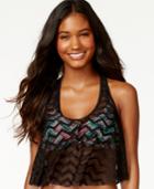 Hula Honey Printed Layered Two-piece Crochet Bikini Top Women's Swimsuit