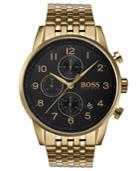 Boss Hugo Boss Men's Chronograph Navigator Gold-tone Stainless Steel Bracelet Watch 44mm