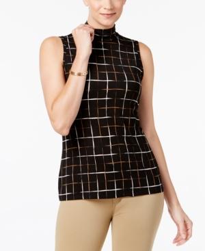 Charter Club Plaid Mock-neck Top, Created For Macy's