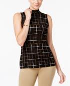 Charter Club Plaid Mock-neck Top, Created For Macy's