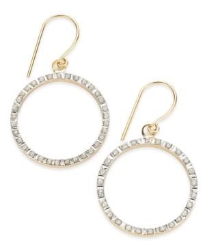 14k White Or Yellow Gold Earrings, Diamond Accent Circle Drop Earrings