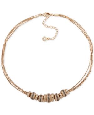 Anne Klein Gold-tone Rondelle Bead Multi-chain Collar Necklace, 16 + 3 Extender