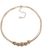 Anne Klein Gold-tone Rondelle Bead Multi-chain Collar Necklace, 16 + 3 Extender