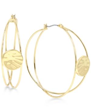 Robert Lee Morris Soho Gold-tone Hammered Disc Multi-dimensional Hoop Earrings
