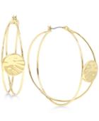 Robert Lee Morris Soho Gold-tone Hammered Disc Multi-dimensional Hoop Earrings