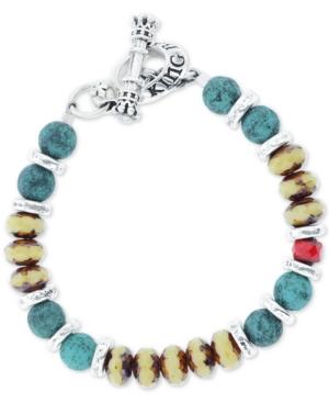 King Baby Men's Ceramic And Glass Bead Bracelet In Sterling Silver