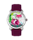 Bertha Quartz Vivica Collection Silver And Fuchsia Leather Watch 38mm