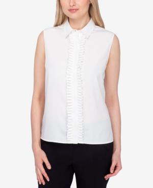 Tahari Asl Ruffled Cap-sleeve Blouse