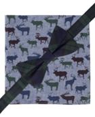 Tommy Hilfiger Men's Tartan Pre-tied Silk Bow Tie & Animal Silk Pocket Square Set