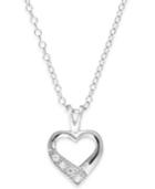 Children's Cubic Zirconia Heart Pendant Necklace In Sterling Silver