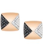 Swarovski Rose Gold-tone Clear And Black Pave Square Stud Earrings