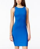 Sequin Hearts Juniors' Jeweled Strappy-back Bodycon Dress