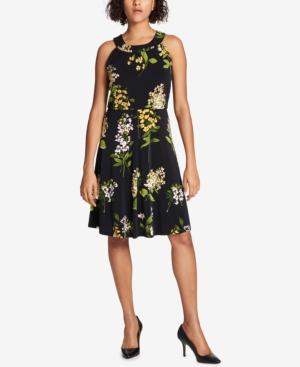 Tommy Hilfiger Printed Halter Fit & Flare Dress