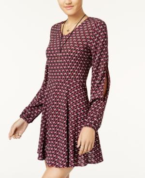 One Hart Printed Bell-sleeve Fit & Flare Dress, Created For Macy's