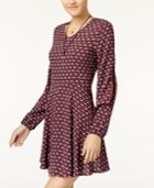 One Hart Printed Bell-sleeve Fit & Flare Dress, Created For Macy's