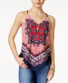 Bcx Juniors' V-hem Scarf-print Tank Top