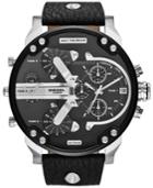 Diesel Men's Mr. Daddy 2.0 Black Leather Strap Watch 66x57mm Dz7313