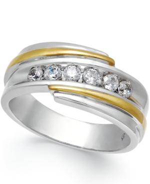 Men's Diamond Ring (1/2 Ct. T.w.) In 10k White And Yellow Gold
