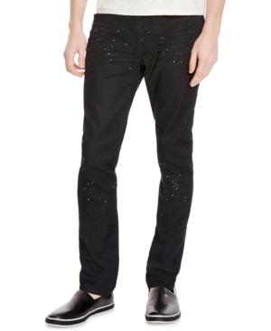 Kenneth Cole New York Men's Skinny Paint-splattered Dark Indigo Jeans
