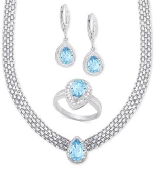 Victoria Townsend Blue Topaz (6-1/2 Ct. T.w.) And Diamond (1/10 Ct. T.w.) Jewelry Set In Silver-plated Brass
