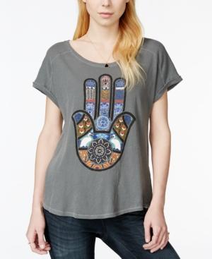 Lucky Brand Cuffed-sleeve Hamsa-graphic T-shirt