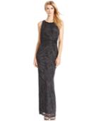 Calvin Klein Gathered Swirl-pattern Sparkle Gown