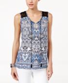 Ny Collection Petite Sleeveless Peasant Blouse