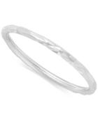 14k White Gold Ring, Diamond Cut Band