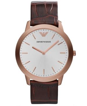 Emporio Armani Watch, Men's Dino Slim Brown Croco Leather Strap 42mm Ar1743