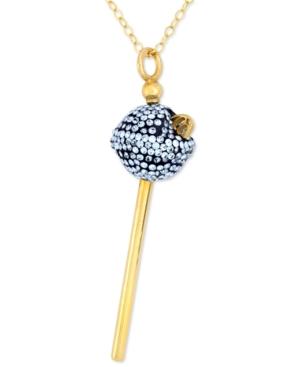Sis By Simone I Smith 18k Gold Over Sterling Silver Necklace, Blue Crystal Mini Lollipop Pendant