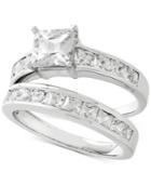 Cubic Zirconia Bridal Set In Sterling Silver