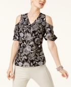 I.n.c. Printed Cold-shoulder Top, Created For Macy's