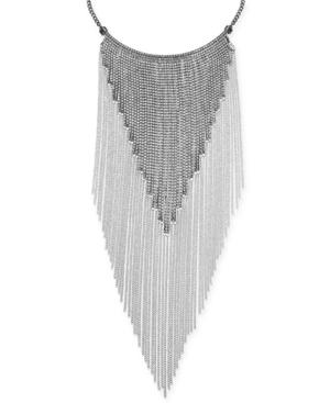 Thalia Sodi Silver-tone Crystal Fringe 16 Statement Necklace, Created For Macy's