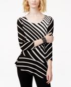 Inc International Concepts Petite Striped Peplum Top, Only At Macy's