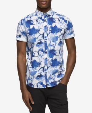 Calvin Klein Jeans Men's Watercolor Floral-print Cotton Shirt