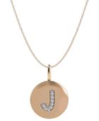 14k Rose Gold Necklace, Diamond Accent Letter J Disk Pendant