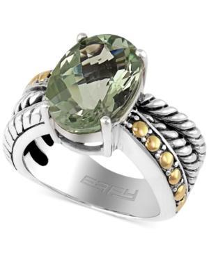 Balissima By Effy Green Amethyst Oval Ring In Sterling Silver And 18k Gold (5-3/4 Ct. T.w.)