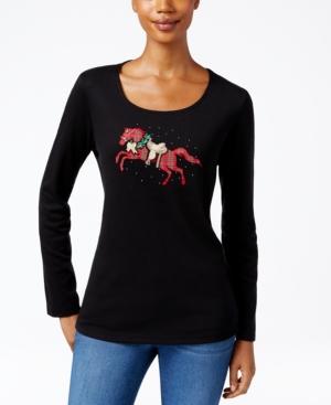 Karen Scott Holiday Horse Graphic Top, Only At Macy's