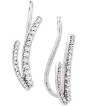 Diamond Curved Ear Climbers (1/4 Ct. T.w.) In 14k White Gold