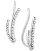 Diamond Curved Ear Climbers (1/4 Ct. T.w.) In 14k White Gold
