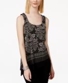 Inc International Concepts Embellished Printed Asymmetrical-hem Tank Top, Only At Macy's