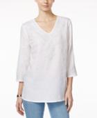 Charter Club Embroidered Linen Tunic, Only At Macy's