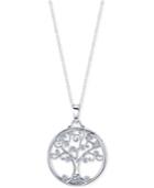 Unwritten Cubic Zirconia Family Tree Pendant Necklace In Sterling Silver