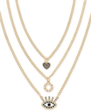 Thalia Sodi Gold-tone Crystal & Imitation Pearl Layered Pendant Necklace, 18/20/24 + 3 Extender, Created For Macy's